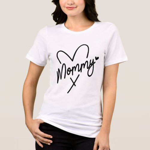 Mommy Simple Modern Script Typography Heart Tri_Blend Shirt