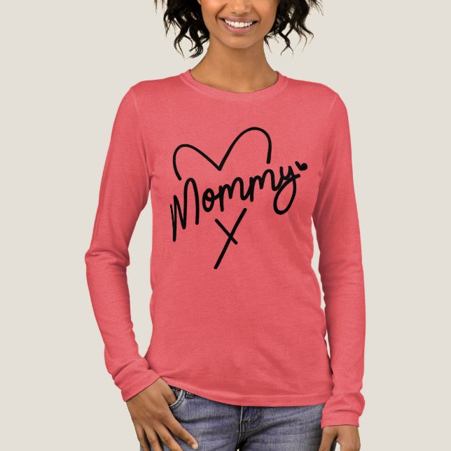 Mommy Simple Modern Script Typography Heart Tri-Blend Shirt (Front)