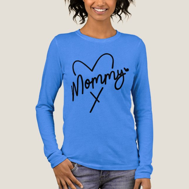 Mommy Simple Modern Script Typography Heart Tri-Blend Shirt (Front)