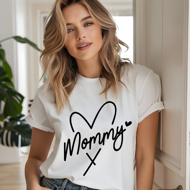 Mommy Simple Modern Script Typography Heart Tri-Blend Shirt (Creator Uploaded)