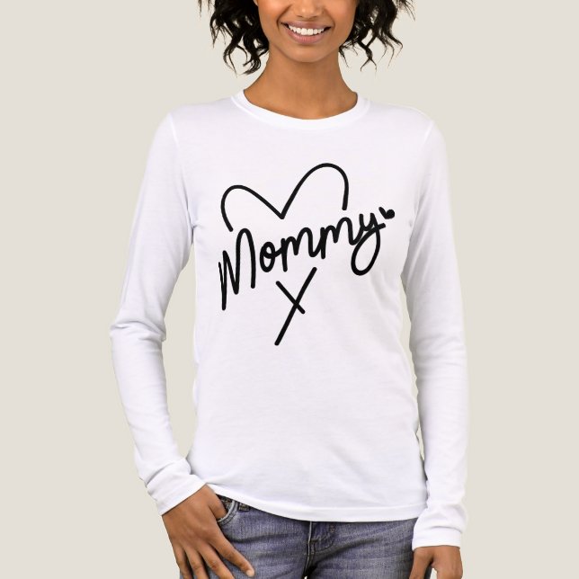 Mommy Simple Modern Script Typography Heart Tri-Blend Shirt (Front)