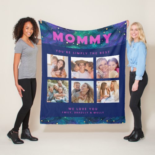 Mommy Simply The Best Photo Collage Personalized Fleece Blanket