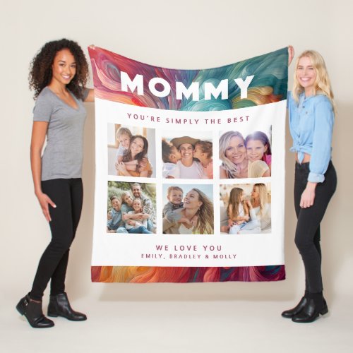 Mommy Simply The Best Photo Collage Personalized Fleece Blanket