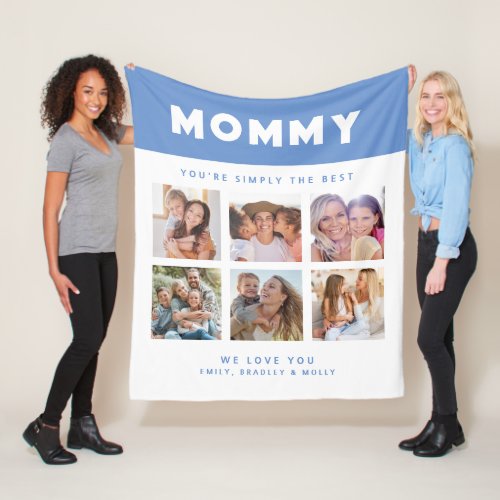 Mommy Simply The Best Photo Collage Personalized Fleece Blanket