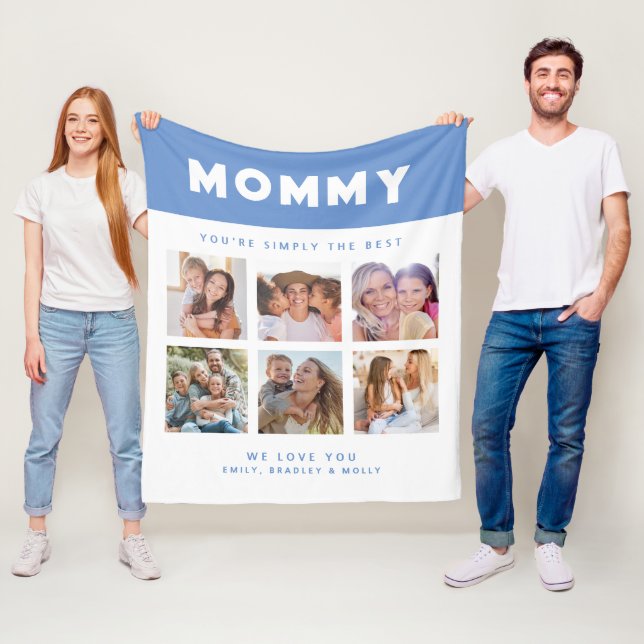 Mommy Simply The Best Photo Collage Personalized Fleece Blanket (In Situ)