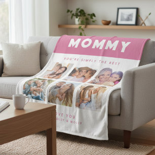 Mommy Simply The Best Photo Collage Personalized Fleece Blanket