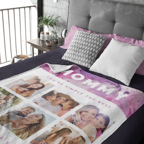 Mommy Simply The Best Photo Collage Personalized Fleece Blanket