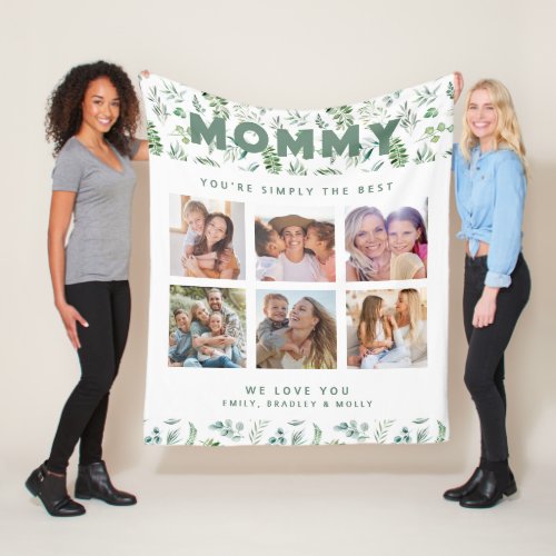 Mommy Simply The Best Photo Collage Personalized Fleece Blanket