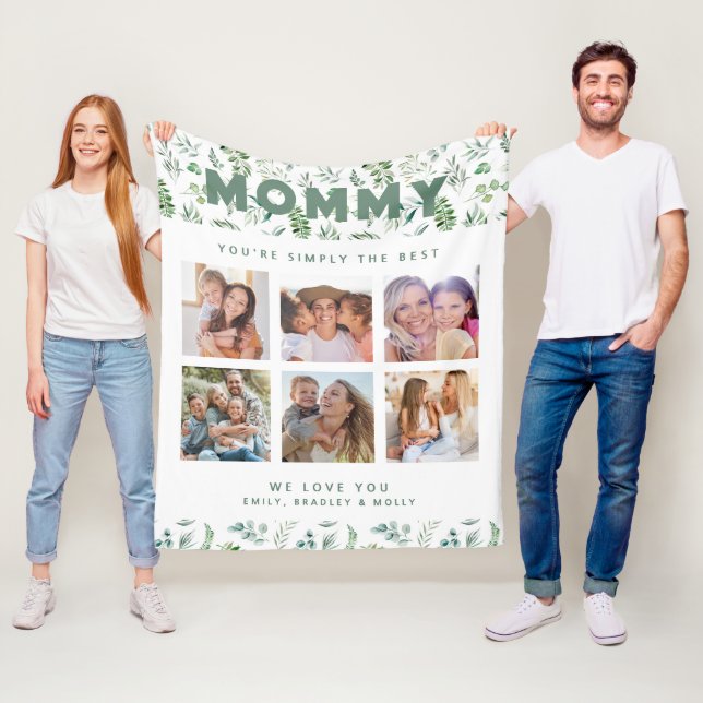 Mommy Simply The Best Photo Collage Personalized Fleece Blanket (In Situ)