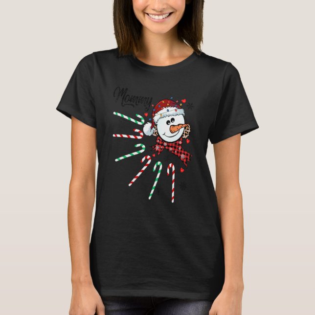 Mommy Snowman Candy Cane Christmas Xmas Funny T-Shirt (Front)
