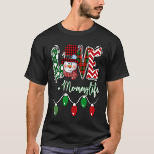 Mommy Snowman Love Mommy Life Christmas Red Plaid T-Shirt