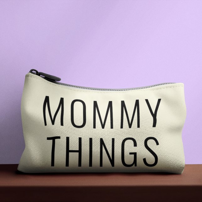 Mommy Things Essentials Black Script Neutral Accessory Pouch (Creator Uploaded)