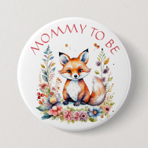 Mommy to be Baby Fox and Flowers Baby Shower Button
