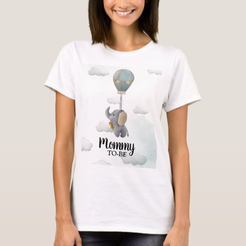 Mommy To_Be Baby Shower Baby Elephant in Clouds T_Shirt