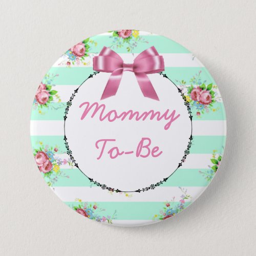 Mommy to Be Baby Shower Button Mint Green  Pink