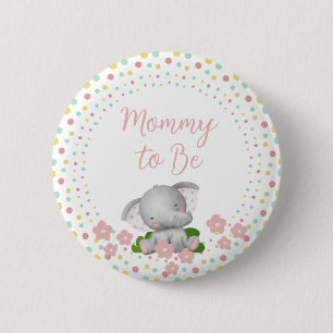 Mommy to Be Baby Shower Button - Pink Elephant