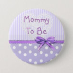 Mommy To Be Baby Shower Button: Purple Bow Pinback Button at Zazzle