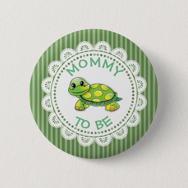 Mommy to be Baby Shower Button Turtle themed (Front)
