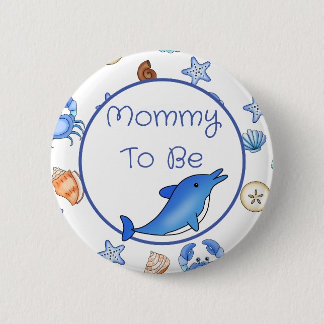 Mommy To Be | Baby Shower in Beach Theme Button (Front)