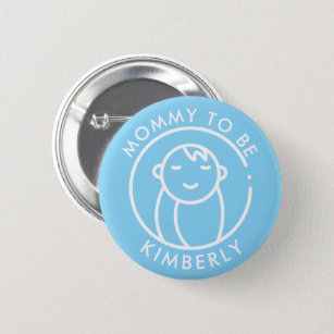 Mommy to Be   Baby Shower Minimal Blue Button