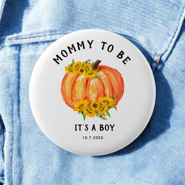 Mommy to be Baby Shower Orange Pumpkin Button (Creator Uploaded)