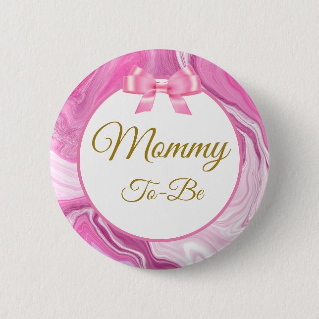 Mommy To Be Baby Shower Pink & Gold   Button (Front)