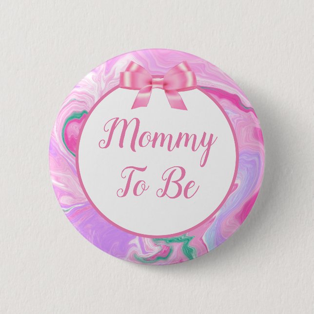 Mommy To Be Baby Shower Pink & Purple Button (Front)