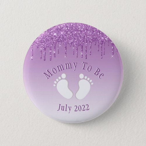 Mommy To Be Baby Shower Purple Girl Baby Feet Button