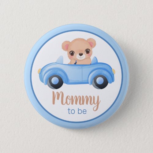Mommy To Be Bear Boy Baby Shower Button