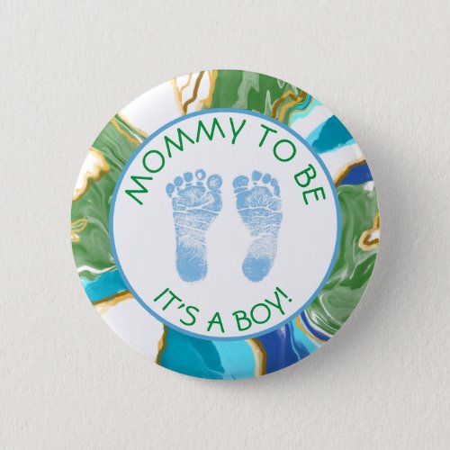 Mommy to be Blue and Green Baby Shower Button