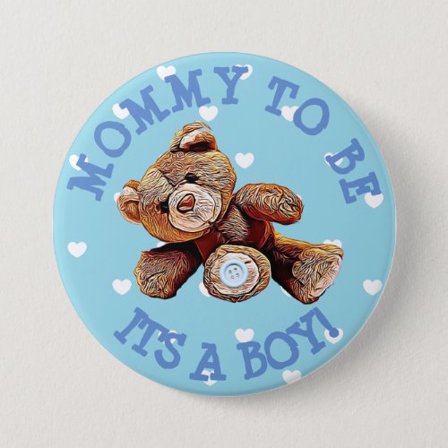 Mommy to be blue Bear hearts Baby Shower Button