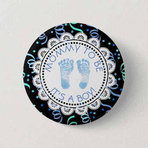 Mommy to be Blue  Black Baby Shower Button