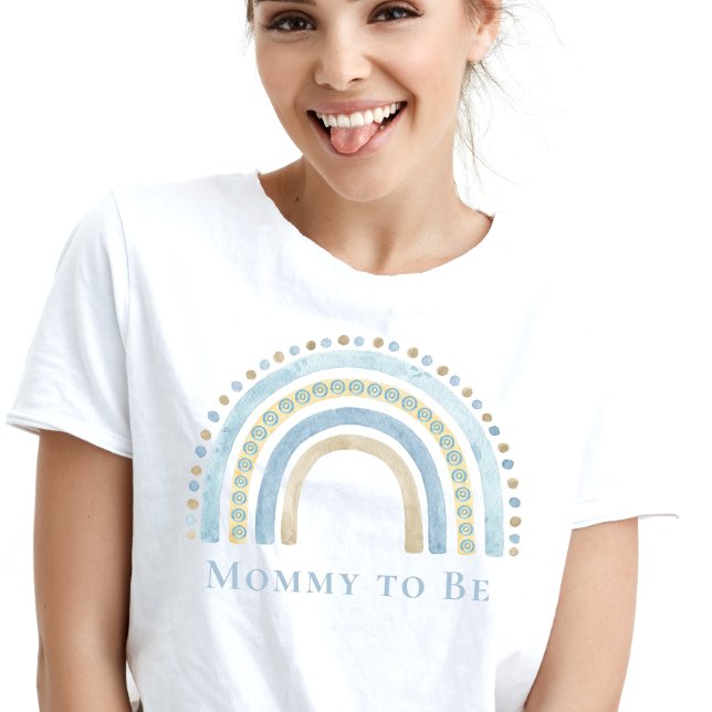 Mommy to Be  Blue Boho Rainbow T-Shirt (Mommy to Be  Blue Boho Rainbow T-Shirt)