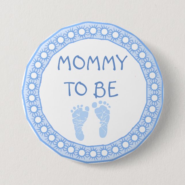 Mommy to be Blue Boy Baby Shower button (Front)