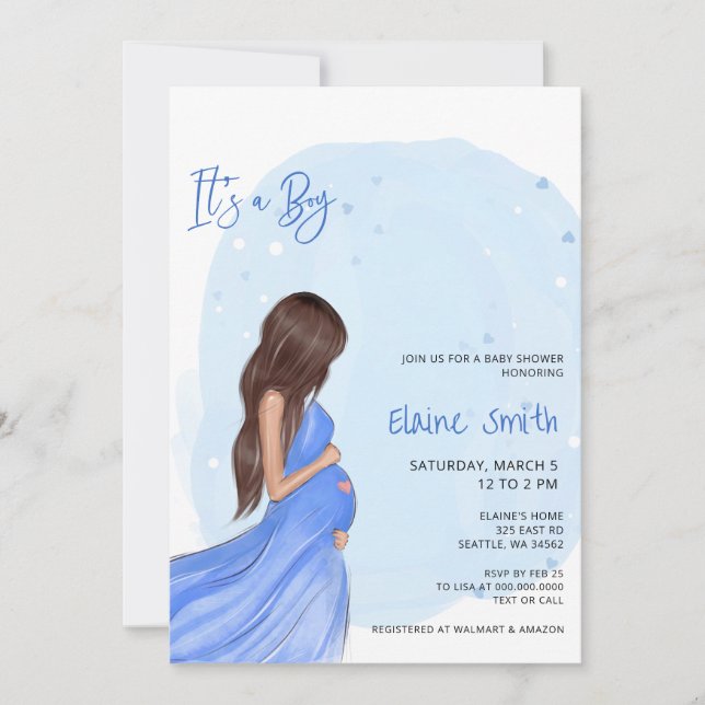 Mommy to Be Blue Its a Boy Baby Shower Invitation (Front)