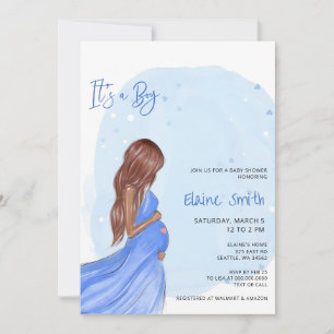 Mommy to Be Blue Its a Boy Baby Shower Invitation