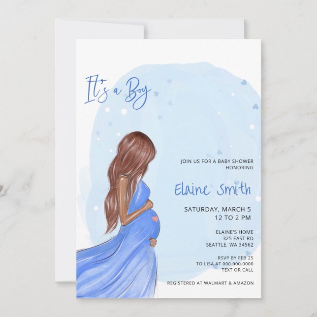 Mommy to Be Blue Its a Boy Baby Shower Invitation (Front)