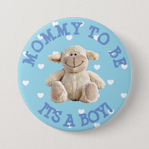 Mommy to be blue Lamb hearts Baby Shower Button