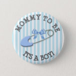 Mommy To Be Blue  Striped Diaper Pin Baby Shower at Zazzle