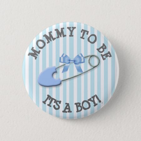 Mommy To Be Blue  Striped Diaper Pin Baby Shower