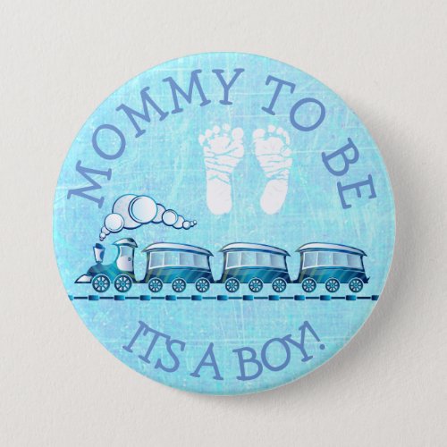 Mommy to be Blue Train Baby Shower Button