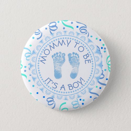 Mommy to be Blue   White Baby Shower Button