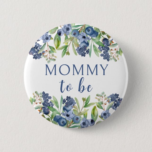 Mommy to be blueberry baby shower button (Front)