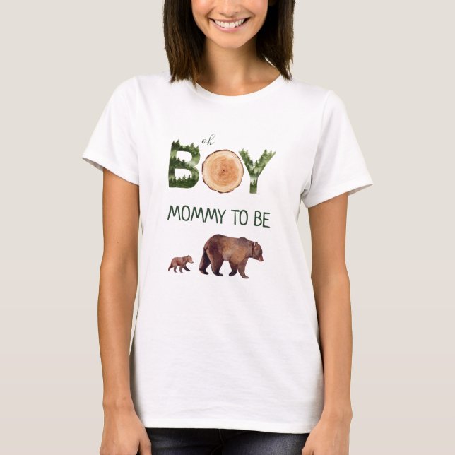 Mommy To Be Boy Bear Baby Shower  T-Shirt (Front)