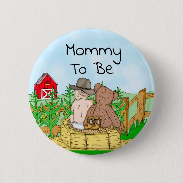 Mommy To Be Boy's Baby Shower  Button (Front)