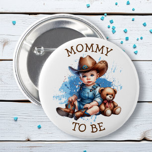 Mommy To Be Cowboy and Teddy Bear Baby Shower Button