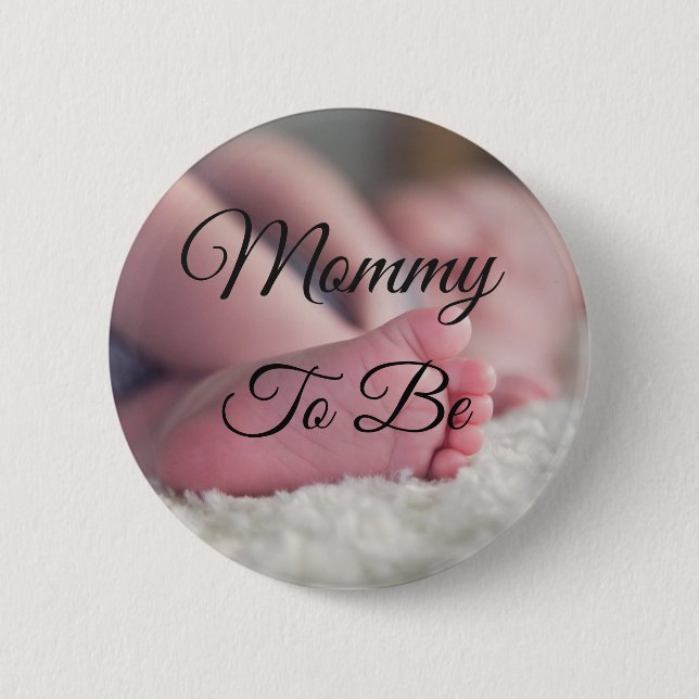Mommy to be Cute Baby Feet Baby Shower button (Front)