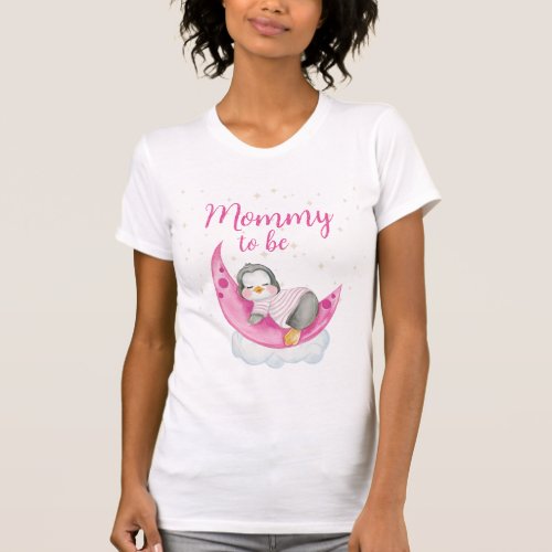 Mommy To Be Cute Baby Penguin Pink  T_Shirt