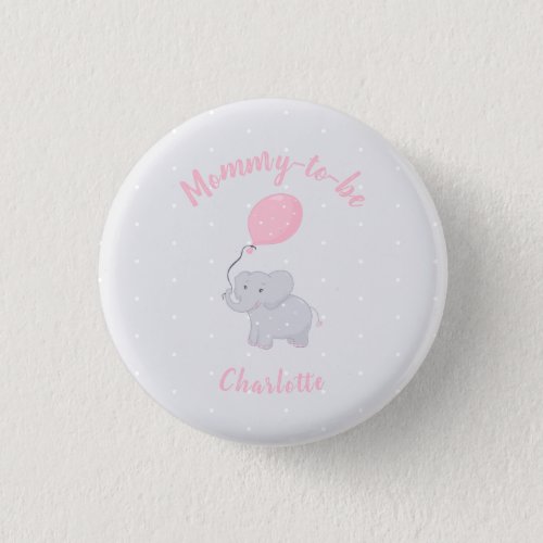  Mommy_to_be  Cute Elephant Baby Shower Girl Button