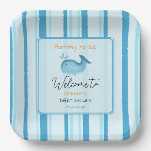 Mommy To Be Cute Whale Baby Shower Paper Plates